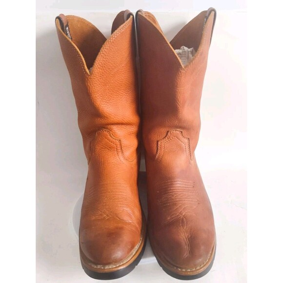 Guide Gear Mens Cowboy Work Tan Brown Leather Western Farm Boots Size 11 80461 - Picture 5 of 11